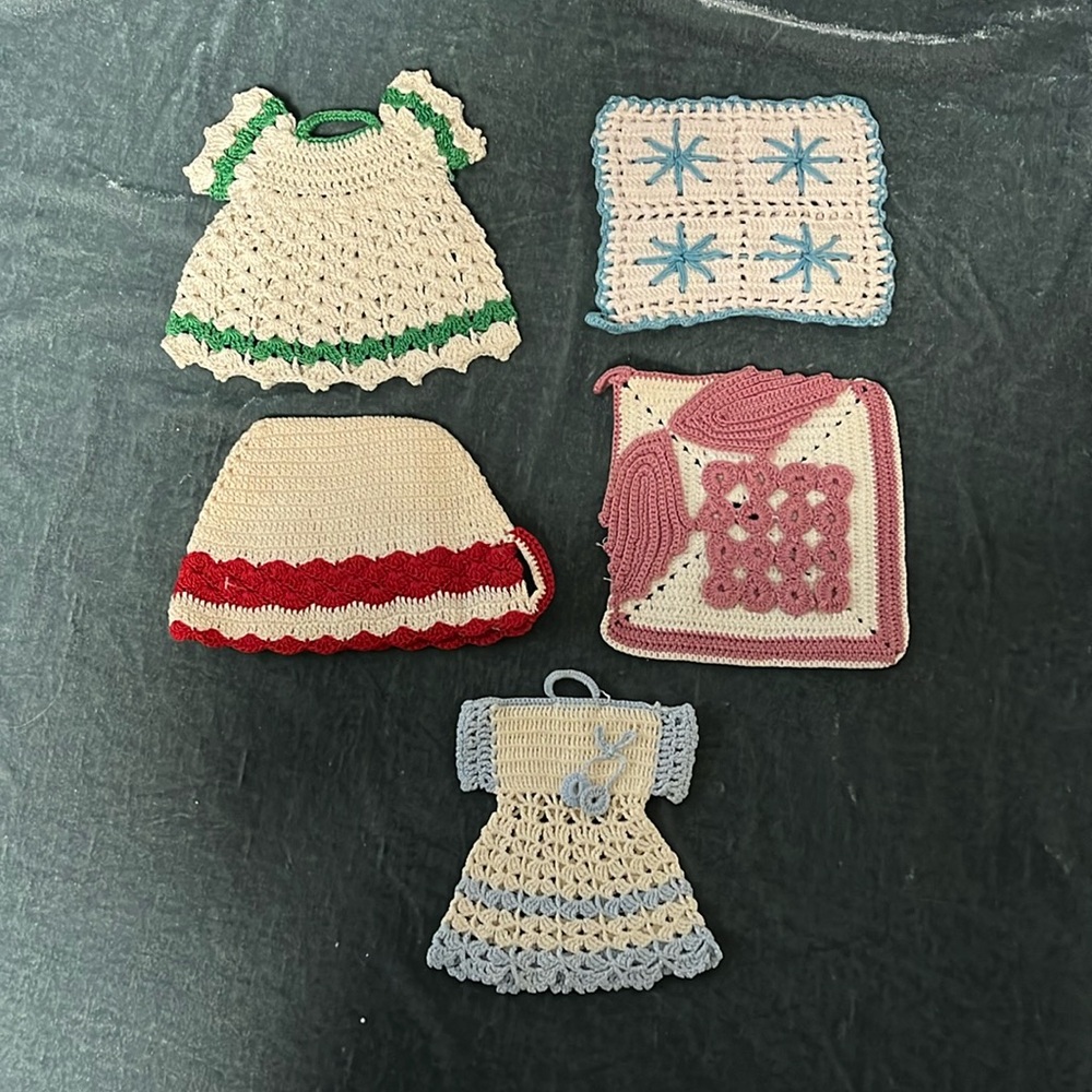5 Pc Vintage Potholders